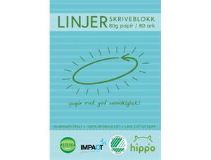 Collegeblokk, A4 Natur Linjer 80ark 80g Miljømerket, Hippo, Resirkulert papir 